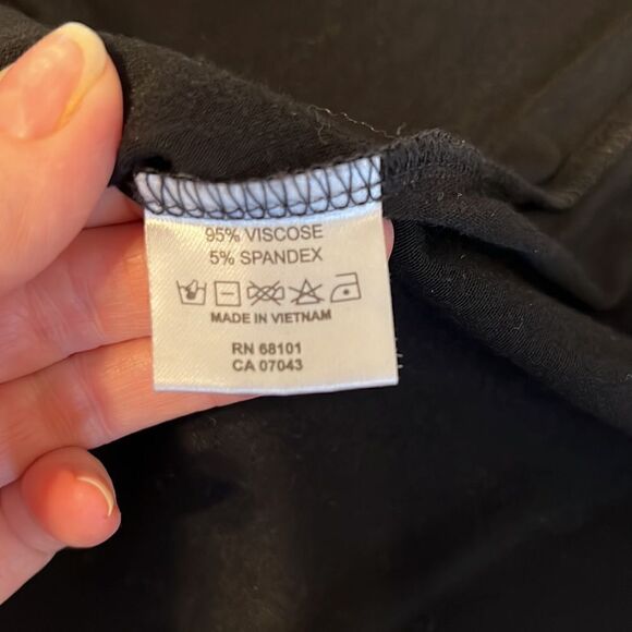 Bellini size S black tunic with silver embellishments drapey shark bit hem EUC - Picture 4 of 7